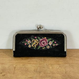 Manicure Set, Petit Point Black Suede Manicure Set, Purse / Travel Size Needlepoint Manicure Set with Case and 5 Tools, Made in Germany