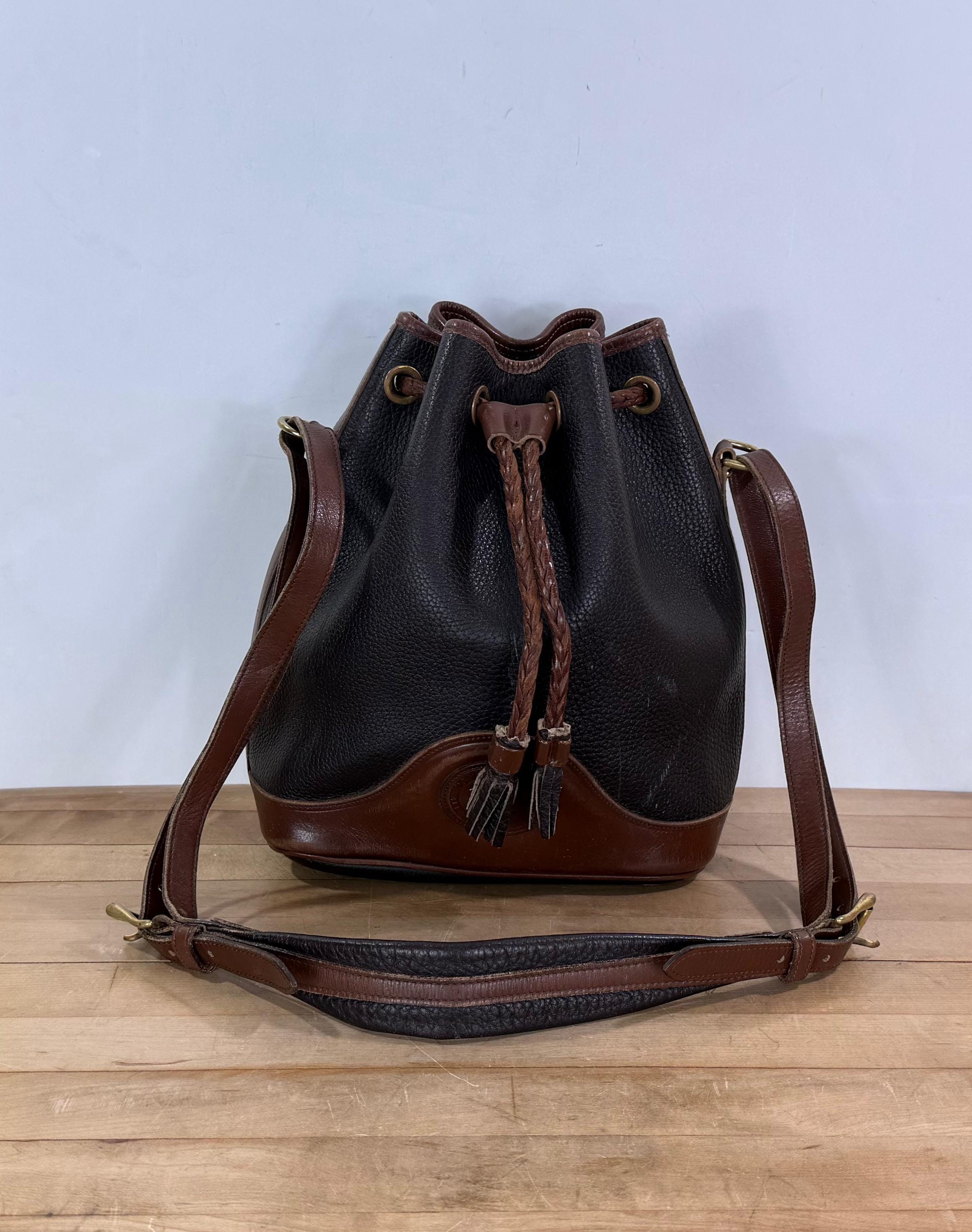 Dooney & Bourke Signature Monogram Navy Tan Bucket Drawstring Backpack Luxury Dooney Bourke Drawstring Bucket Bag - Etsy main image 2