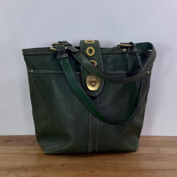 Green Leather Legacy Lily Tote by Coach, Bag 13757, Made in China