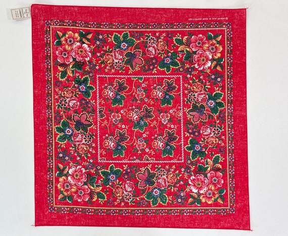 Red Floral Bandana, 100% Cotton Red Floral Bandan… - image 2