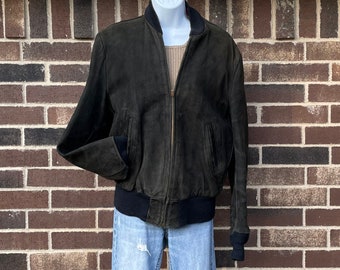 Suede Jacket Made by California Sportswear Company, Tag Size 40 Dark Brown Suede Fully Lined Bomber Style Jacket