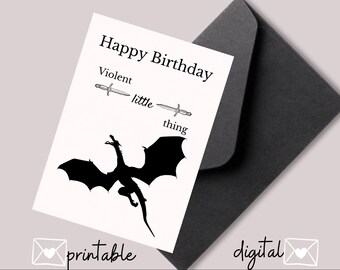 Carte d’anniversaire de la quatrième aile Xaden Citation Carte-cadeau imprimable | Basgiath, Tairn, Dragon, Sgaeyl, Flamme de Fer