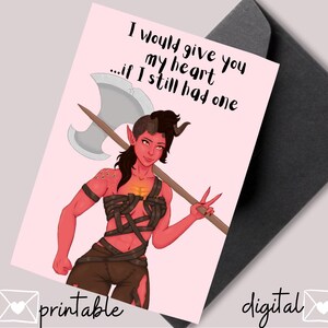 Karlach San Valentino Anniversario Carta Stampabile Tiefling Celebrazione Carta Baldurs Gate Amore Carta per Fidanzata e Fidanzato