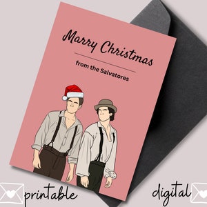 Printable Christmas Festive Card Vampire Diaries Celebration Card Salvatore Brothers Christmas Card
