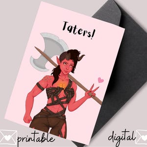 Karlach Valentines Day Anniversary Card Taters Stampabile Tiefling Celebration Card Baldurs Gate Love Card per Fidanzata e Fidanzato Gamer
