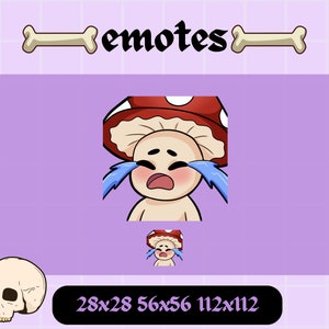 Mushroom Cry Emote for Twitch Streaming Sad Emote Cute Chibi
