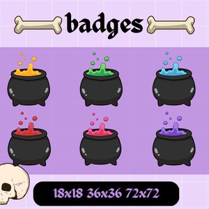 Witchy Twitch Sub Badge Cauldron Bit Badge for Streaming Youtube Badge Spooky