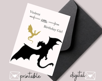 Carte d&#39;anniversaire de la quatrième aile Citation numérique Xaden Carte-cadeau imprimable | Basgiath, Tairn, Dragon, Sgaeyl, Flamme de Fer, Tempête d&#39;Onyx, Violet