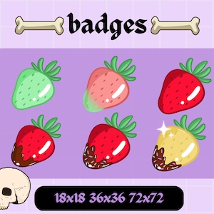Strawberry Sub Badges Berry Badges for Twitch Youtube Streaming Dessert