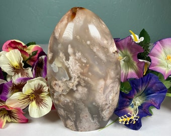Large flower agate freeform | statement piece | flower agate | cherry blossom agate | pastel crystals | large crystals | room decor | decor