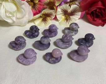 Lepidolite mini ducks | purple crystals | lepidolite crystals | purple mica | small crystals | duck carving | crystal carving | crystal duck