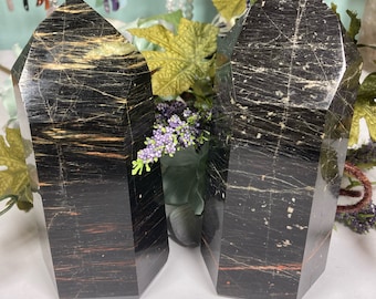 Black tourmaline towers | tourmaline towers | statement pieces | crystal statement pieces | tourmaline | crystal towers | large crystals