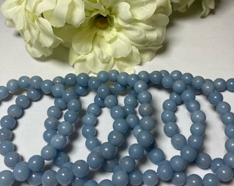 Angelite bracelet | crystal jewelry | beaded bracelet | angelite crystal | 8mm beads | angelite beads