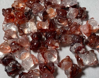 Fire quartz bear | tiny crystals | small crystals | fire quartz | teddy bear | crystal carvings | tiny crystal carving | bear carving