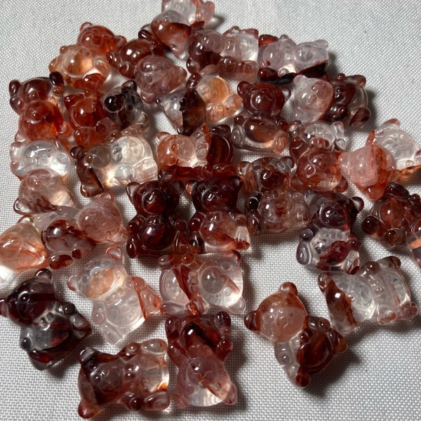 Fire quartz bear | tiny crystals | small crystals | fire quartz | teddy bear | crystal carvings | tiny crystal carving | bear carving