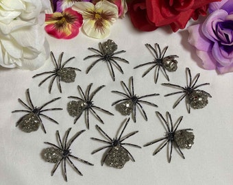Pyrite spiders | halloween | spooky crystals | pyrite clusters | small crystals | metal spiders | halloween crystals | fools gold | spooky