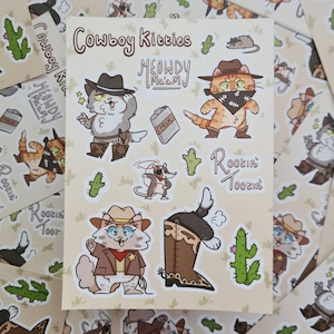 Chatons cowboy - Feuille d’autocollants