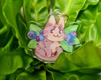 Stardew Valley Cat and Dog Seasonal Flowers and Fruits Keychain Charm