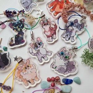 Cute Starry Warrior Cat Charms Keyrings