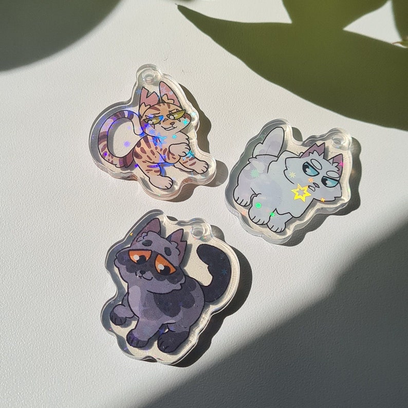 Cute Starry Warrior Cat Charms Keyrings zdjęcie 2