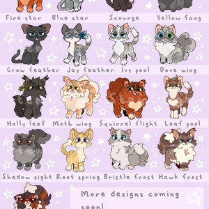 Cute Starry Warrior Cat Charms Keyrings zdjęcie 4