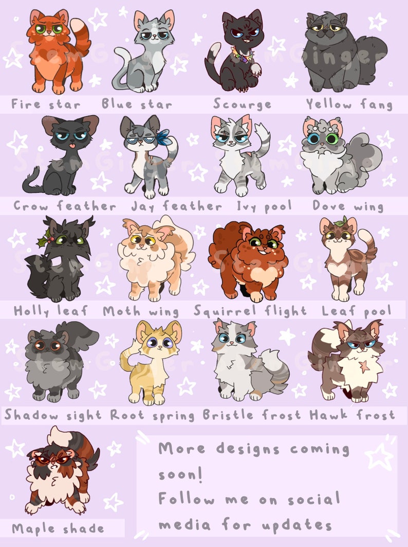 Cute Starry Warrior Cat Charms Keyrings zdjęcie 4