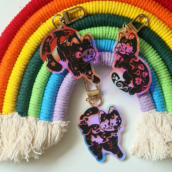 Rainbow Nature Cat Keyring Charms