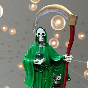 16" Green Santa Muerte Statue Holy Death Grim Reaper Sculpture Figure