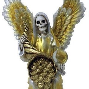 Santa Muerte con Cuerno de la Abundancia 8" para la Buena suerte y proteccion/ Statue Holy Death 8" for Prosperity and Positive Energy