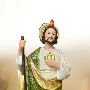 San Judas Tadeo con Manto De Tela - Resin Catholic Religious Figure St. Jude