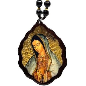Our Lady of Guadalupe Car Charm - 8&quot; Rearview Mirror Decoration with Prayer for Drivers - Virgen de Guadalupe Adorno para Carro o Casa