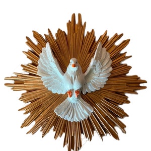 Holy Spirit Dove Pendant Sculpture 8&quot; Wall Mounted / Espiritu Santo para colgar en la Pared 8 pulgadas