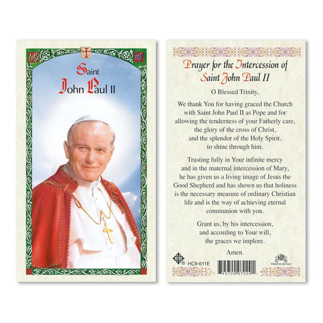 Holy Card ST John Paul II Laminated Prayer Cards 2-sided Holy Cards - Etsy