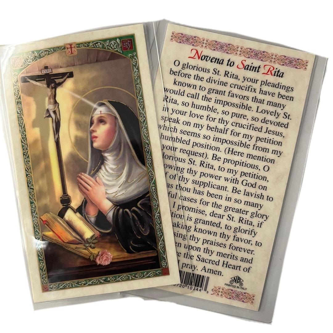 ST Rita of Cascia - Novena to Laminated Prayer Cards 2-sided Holy Cards ...