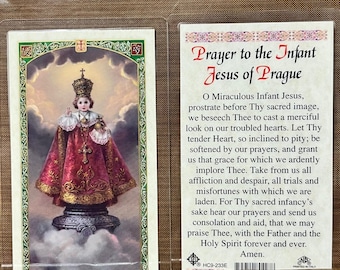 Prayer To - Infant Jesus OF Prague Laminated Prayer Cards 2-Sided Holy Cards