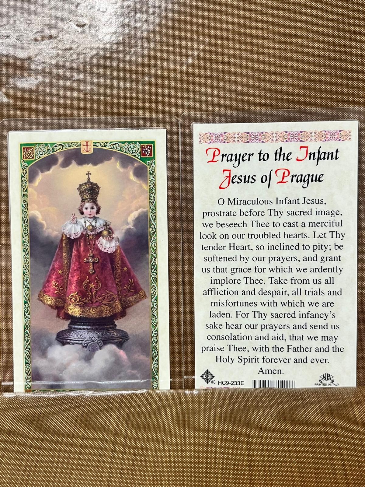 Prayer to - Infant Jesus OF Prague Laminated Prayer Cards 2-sided