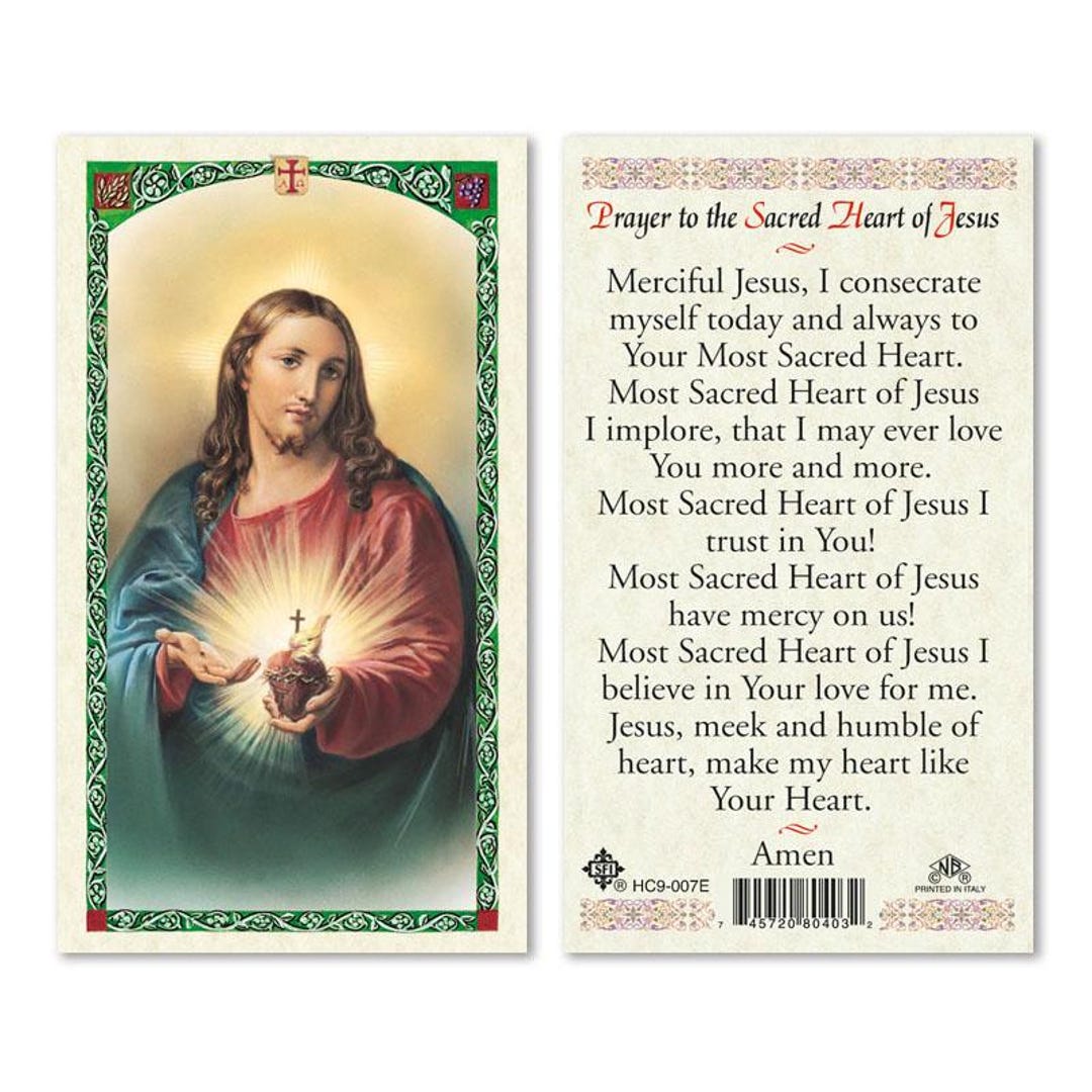 Prayer to the Sacred Heart of Jesus Laminated Prayer Cards- Corazon De ...