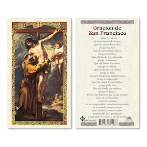 ST Francis of Assisi w/Crucifixion - Prayer To Jesus Crucifi Laminated Prayer Cards 2-Sided Holy Cards