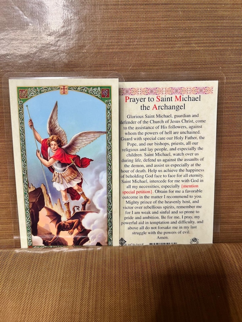 Prayer to - ST Michael Archangel Laminated Prayer Cards 2-sided Holy ...