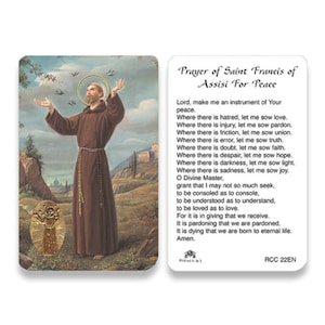RCC ST Francis of Assisi Laminated Prayer Cards 2-Sided Holy Cards