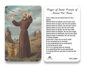 RCC ST Francis of Assisi Laminated Prayer Cards 2-Sided Holy Cards
