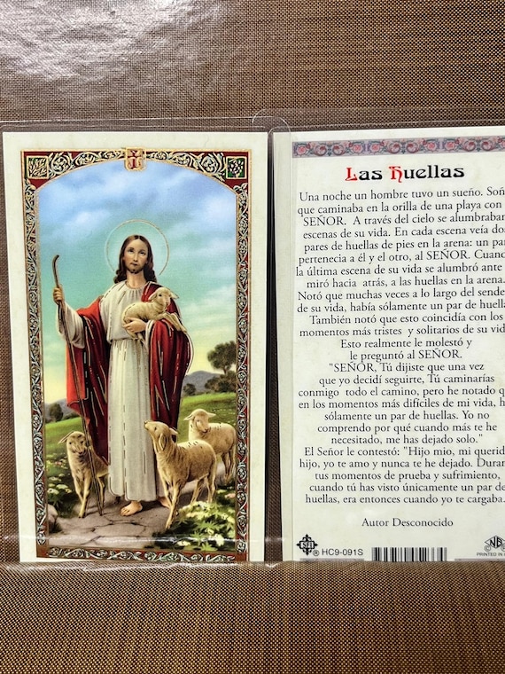 Good Shepherd - Footprints Laminated Prayer Cards 2-sided Holy