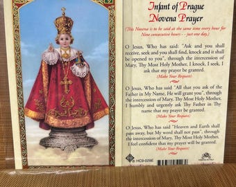 Infant of Prague - Novena Prayer Laminated Cards 2-Sided Holy Cards