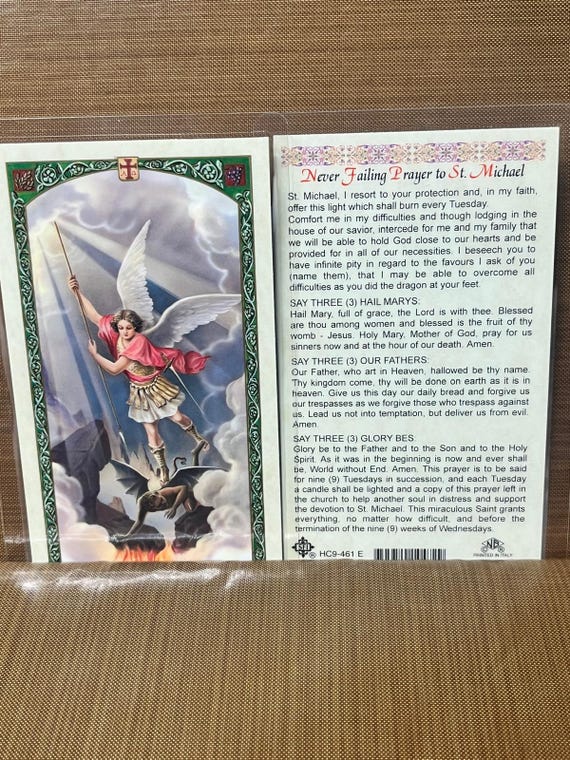 Saint Michael Laminated Prayer Card