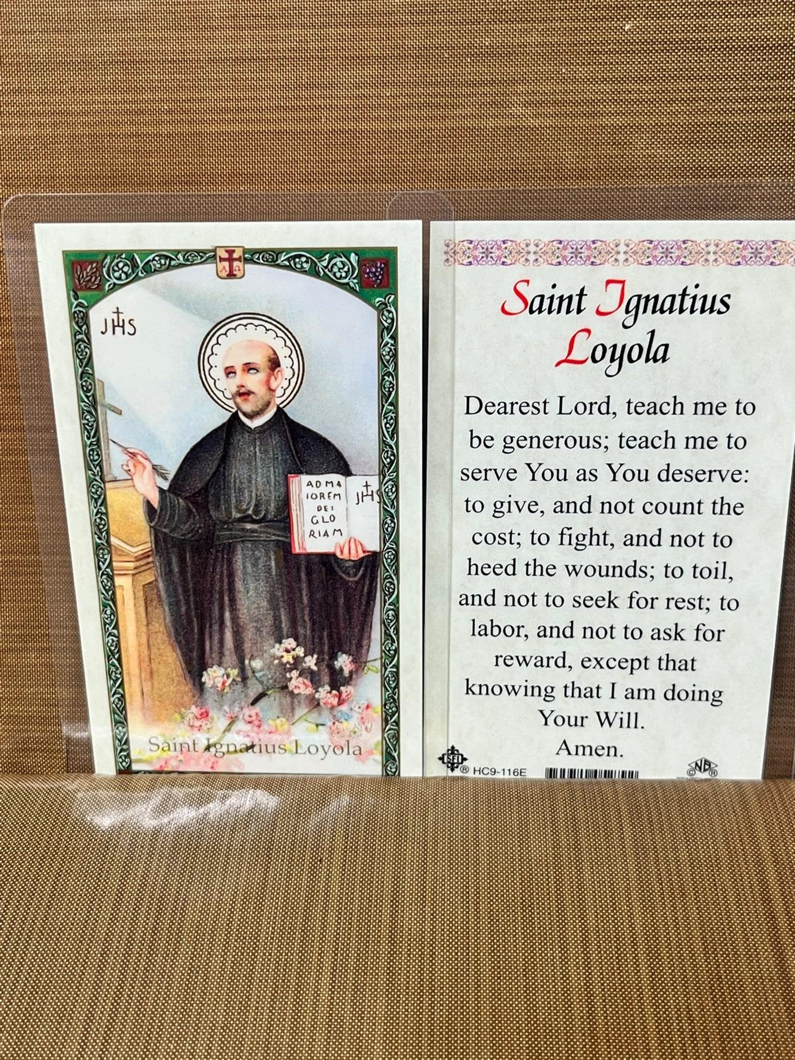 Prayer to - ST Ignatius Loyola Laminated Prayer Cards 2-sided Holy ...