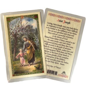 Prayer To - ST Joseph Laminated Prayer Cards 2-Sided Holy Cards