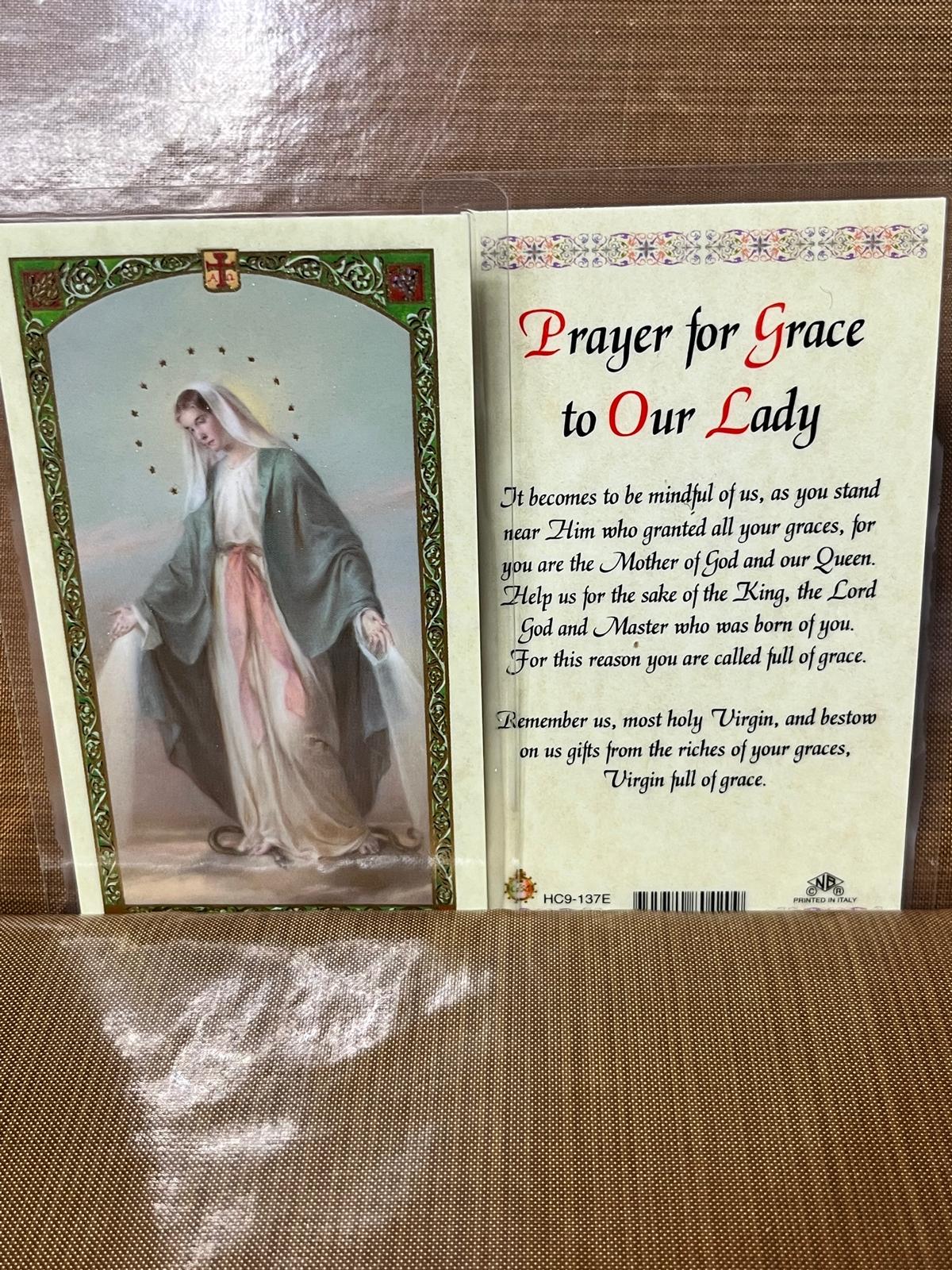 Prayer to - Our Lady of Grace Laminated Prayer Cards 2-sided Holy Cards ...