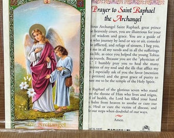 Prayer To - ST Raphael Archangel Laminated Prayer Cards 2-Sided Holy Cards