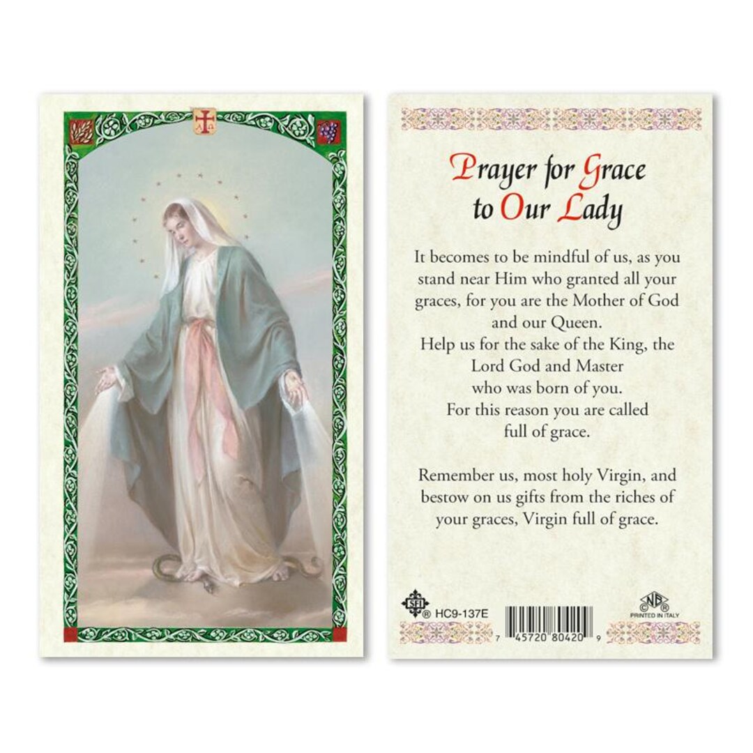 Prayer to - Our Lady of Grace Laminated Prayer Cards 2-sided Holy Cards ...