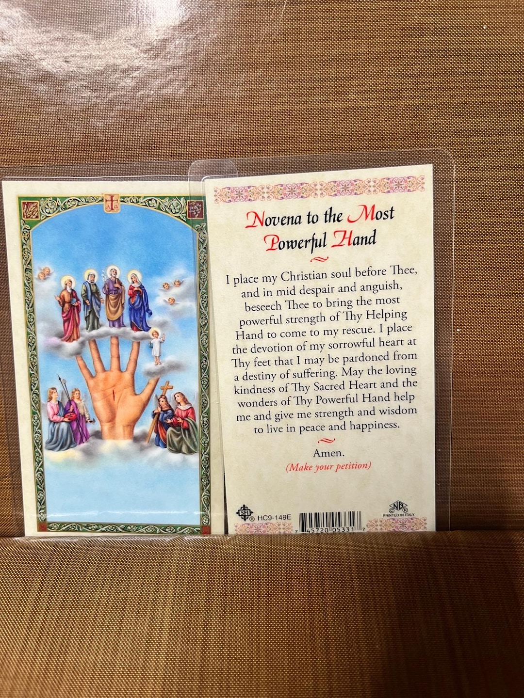 Powerful Hand - Novena Laminated Prayer Cards 2-sided Holy Cards